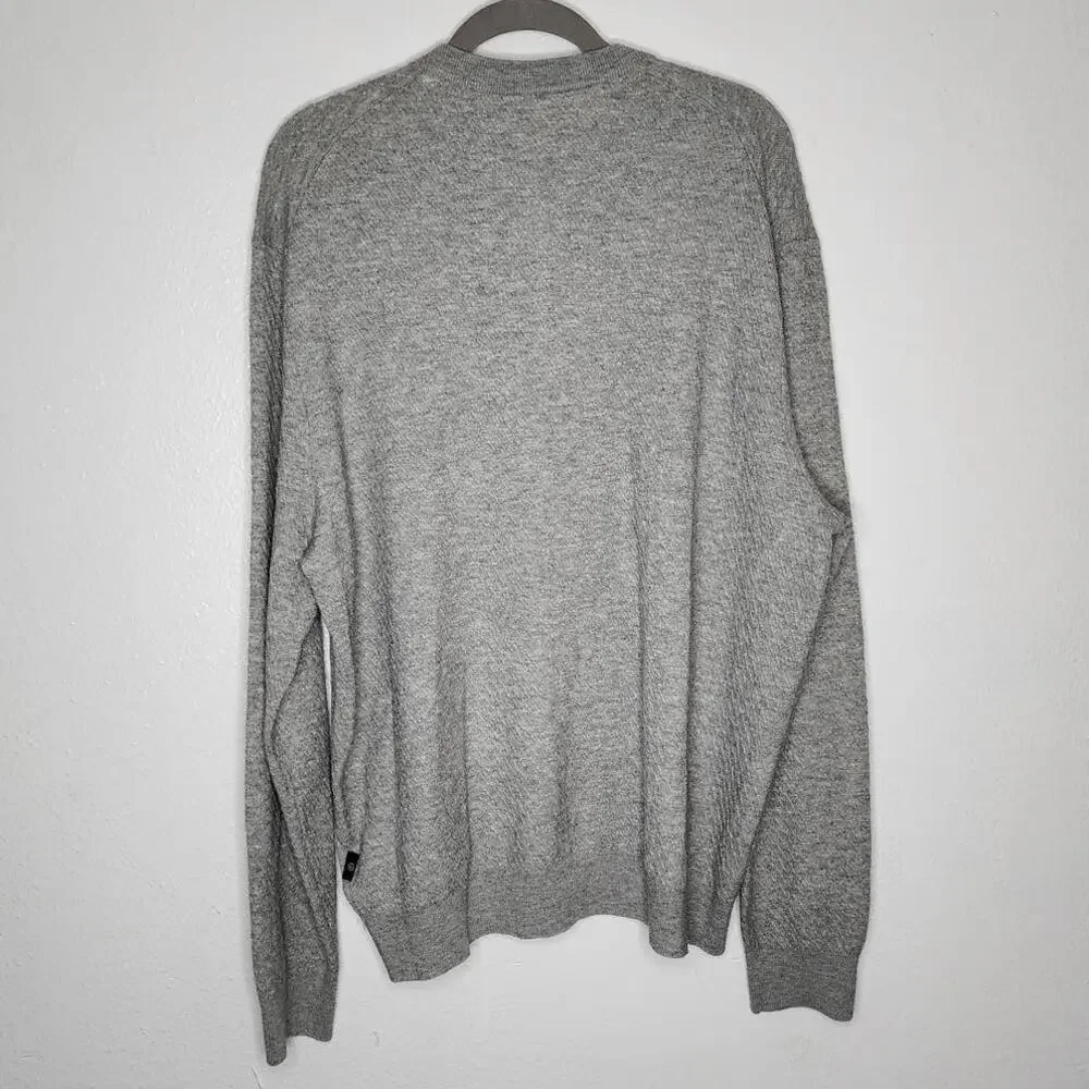 Ted Baker Knares Long Sleeve Textured Crew Neck Jumper Gray Marl